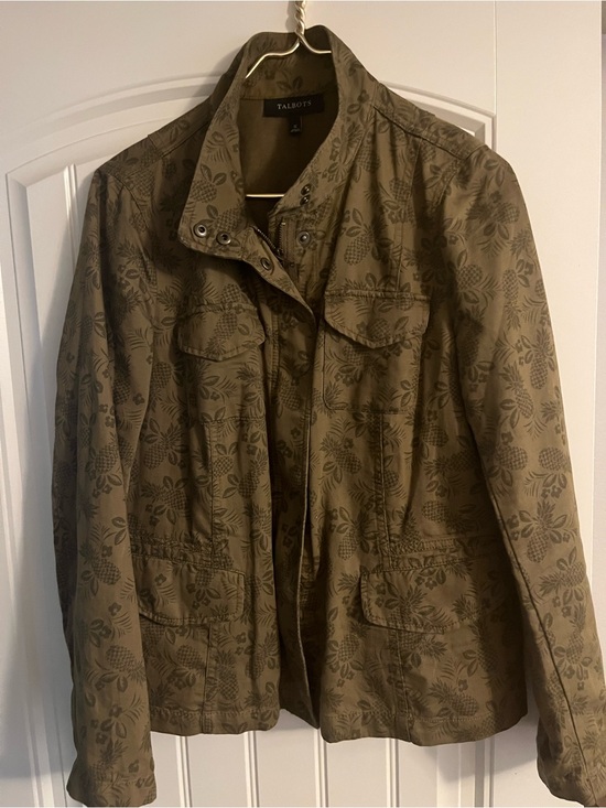 Talbots Jackets & Blazers - Talbots Olive Green Botanical-Print Field Jacket